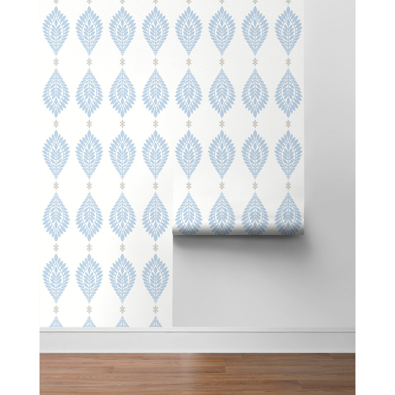 Mirasol Palm Frond, Carolina Blue/Eggshell, 18''L x 27''W