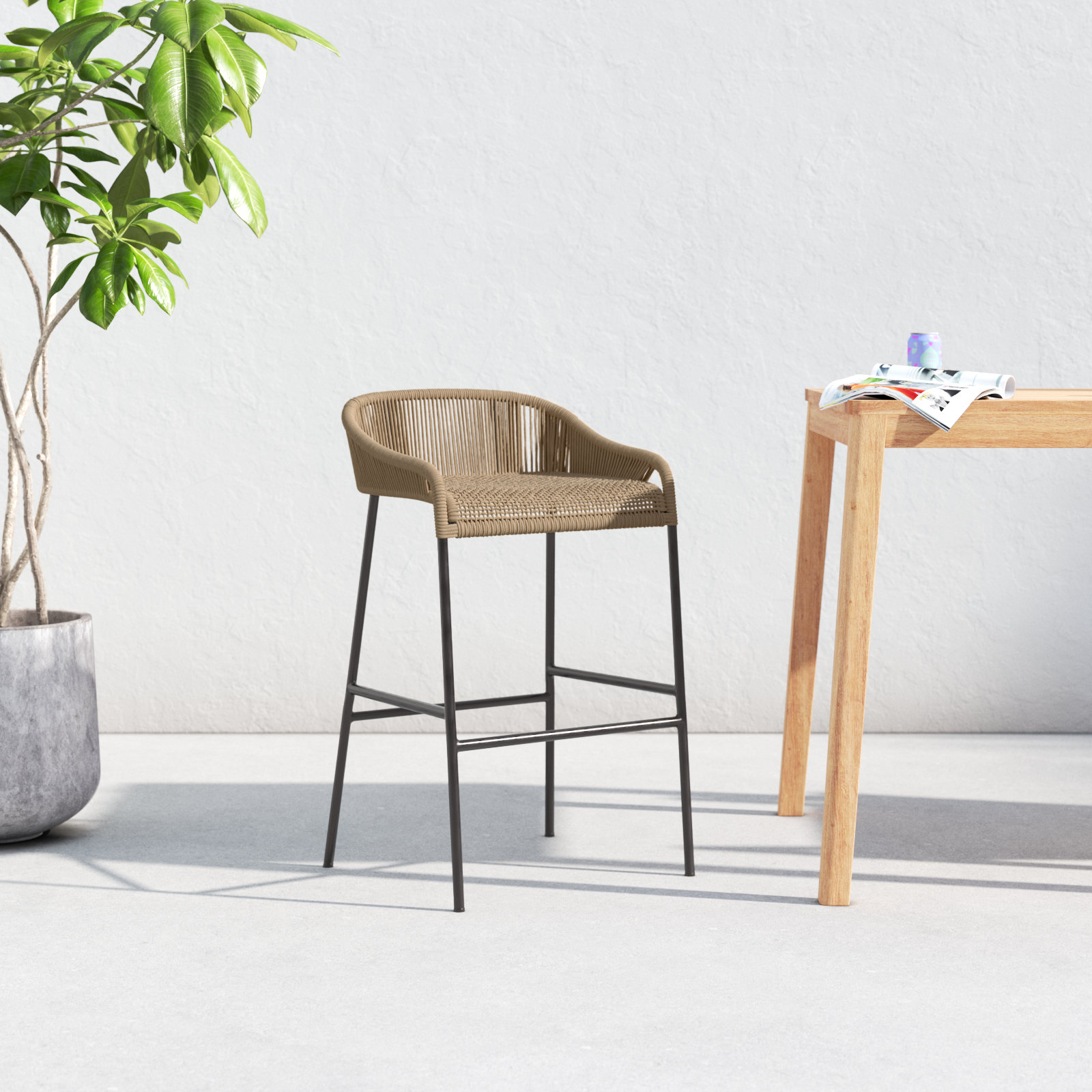 Belmont Patio Bar Stool, Taupe, 28" H