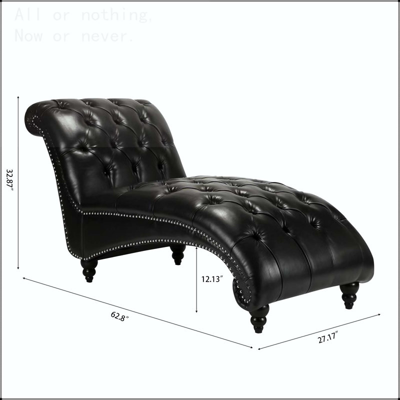 Chaise longue sans accoudoirs touffetée, Noir
