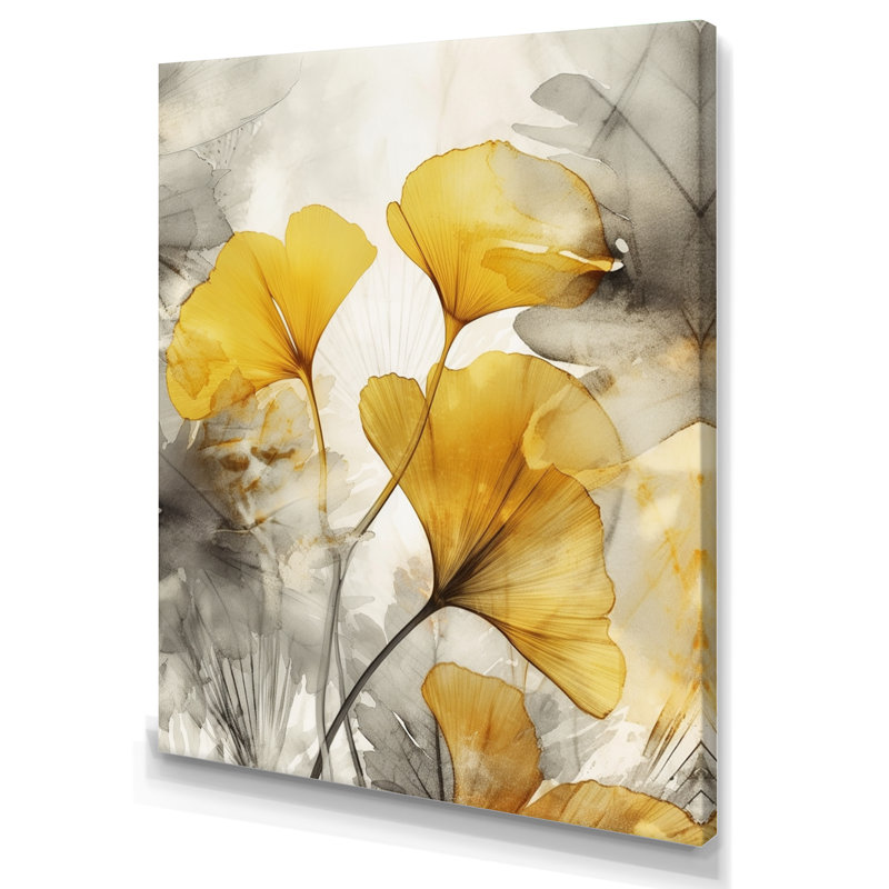 Palmier tropical, œuvre d'art ginkgo III sur toile, H 20 po x l 12 po, Toile tendue