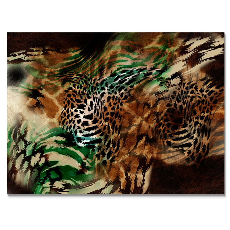 Léopard et tigre VII - décoration murale moderne encadrée, H 24 po x l 36 po x P 1 po, Toile tendue