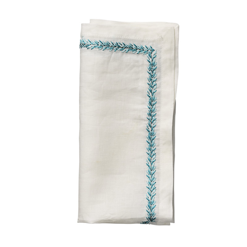 Jardin Napkin, White/Turquoise