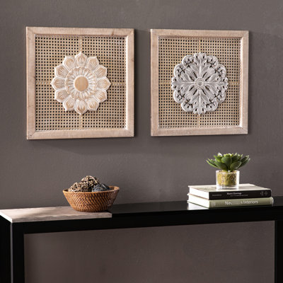 2 panneaux muraux décoratifs, motif floral, fond naturel, créent un vestibule captivant et un espace de vie décoratif 2 pièces