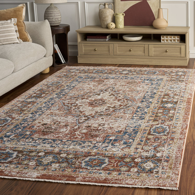 Broomhedge Bijar Performance Oriental Rug, Rectangle 8' x 10', Ivory/Rust