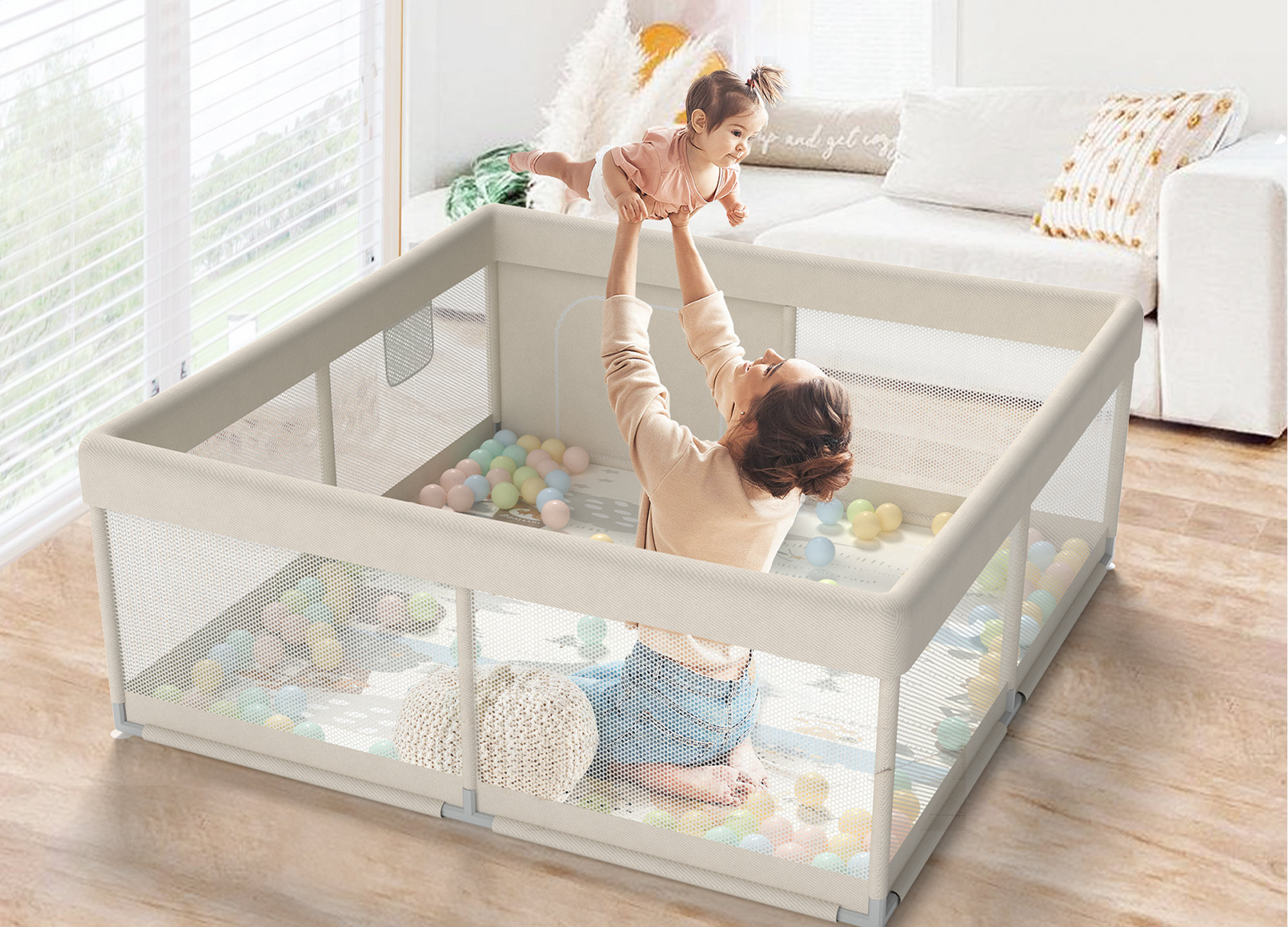 Pkinoicy Parc pour bébé avec tapis, 47 x 47 pouces pour bébés et  tout-petits pour appartement, cour pour bébés et Commentaires - Wayfair  Canada