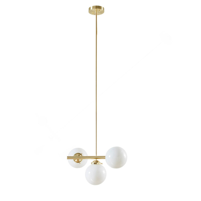 3-Light Chandelier With Frosted Glass Globe Bulbs