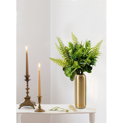12'' Faux Succulent in Metal Vase