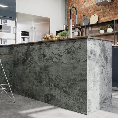 Funstick Grey Weathered Concrete Peel And Stick Wallpaper - Waterproof Self-Adhesive Removable Vinyl For Walls, Countertops, Cabinets, And Furniture
