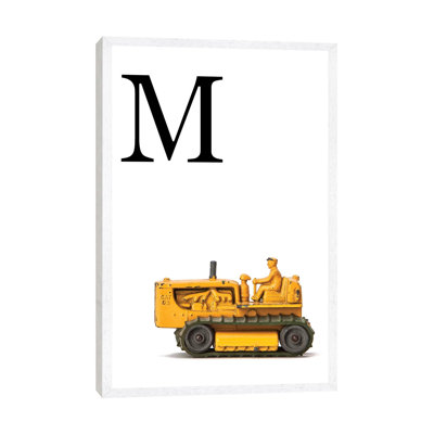 M Bulldozer Yellow White Letter - Print on Canvas