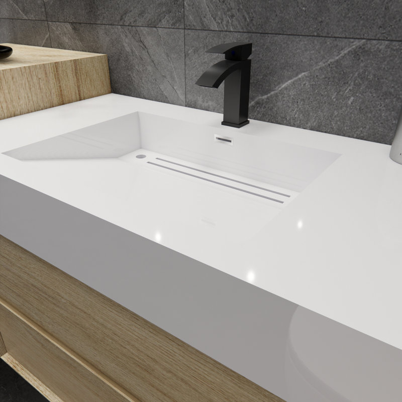 Albizu 67" Wall-Mounted Double Bathroom Vanity, Coffee