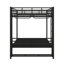 Full Over Full Bunk Bed With Storage Mesh Shelves And Clothes Hooks, Metal Bunk Bed Frame With LED Light-342819563