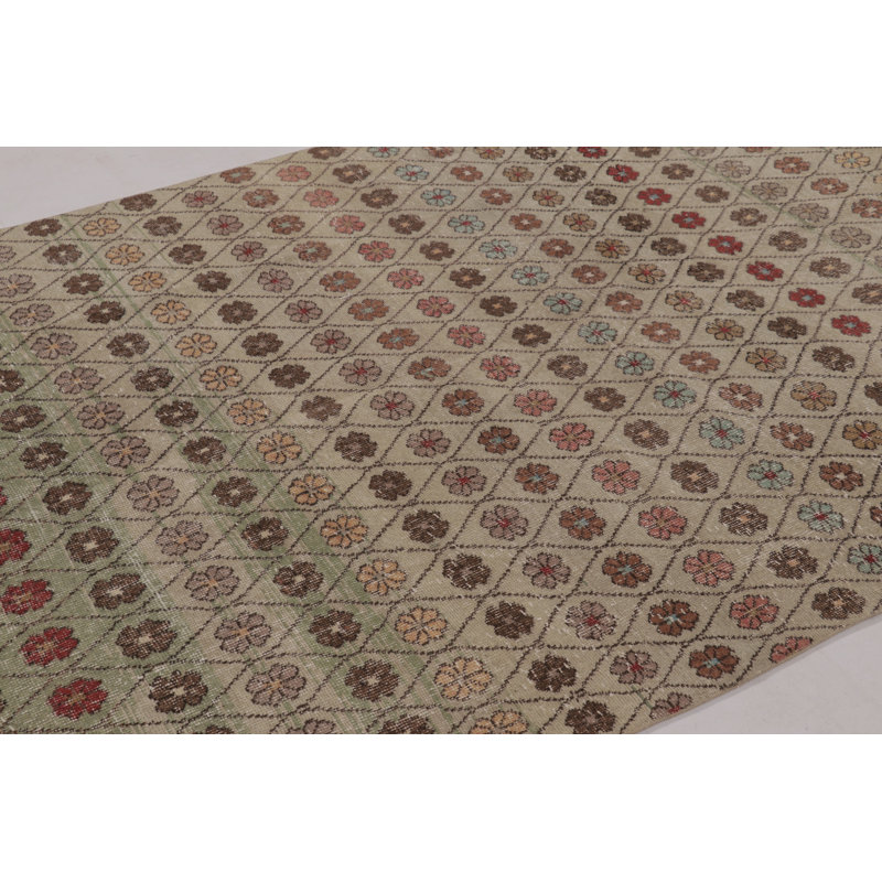 Distressed One-of-a-Kind 5'3X9'1 Hand Knotted Area Rug