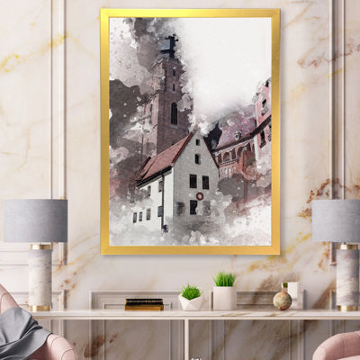 Rétro maison blanche rétro en Pologne - peinture sur toile