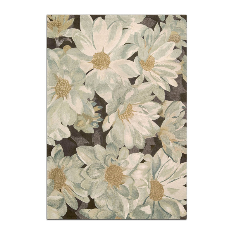 Tapis à motif numérique multicolore tissé à la main Daisy, Rectangle 4 pi 11 po x 9 pi 10 po