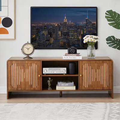 Meuble télé 58 po pour téléviseur de 65 po ou moins, armoires de rangement Mid-Century