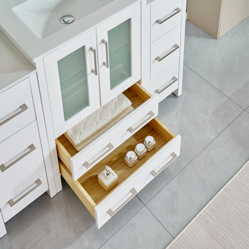 Framed 84" Double Bathroom Vanity Set, White