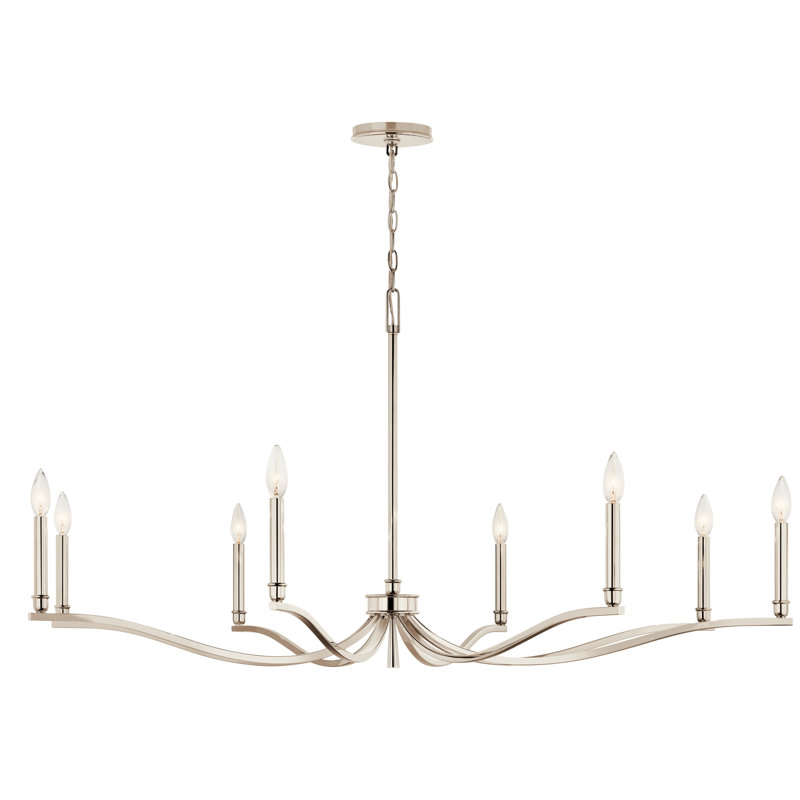 Lustre classique / traditionnel en acier à intensité variable , Nickel poli, H 25 po x l 52 po x P 52 po, 8