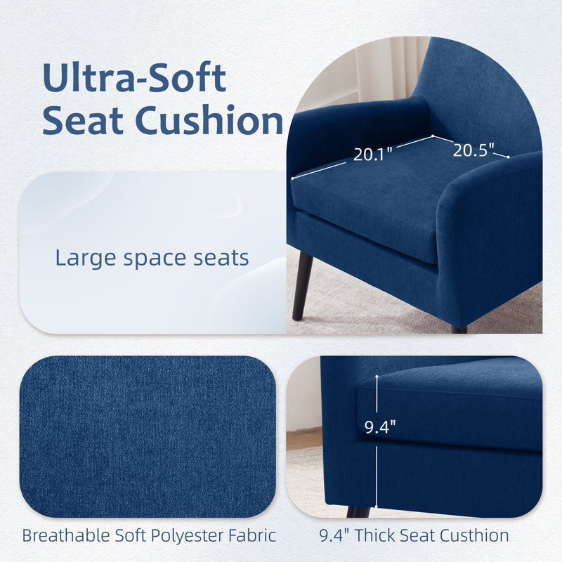 Chaise d'appoint rembourrée en polyester (ensemble de 4), Bleu