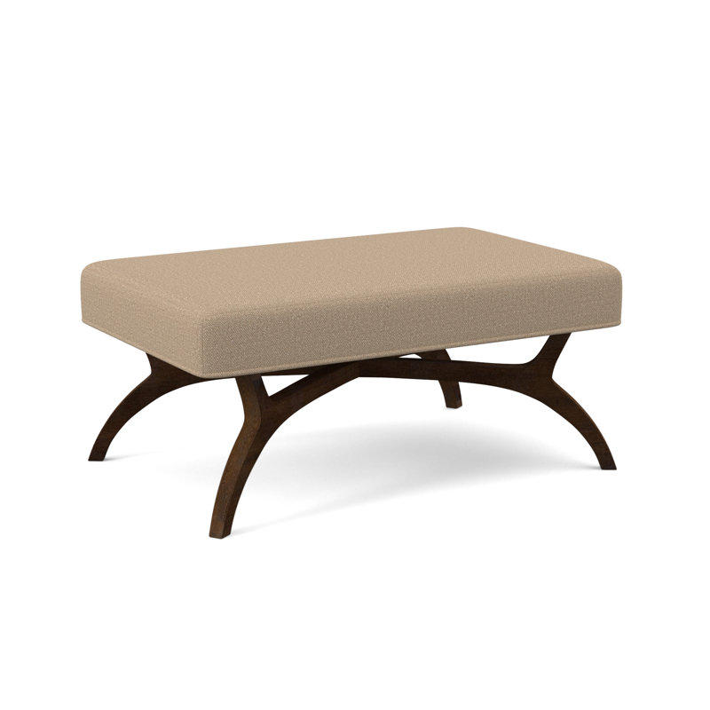 Banc rembourré Ansel, Noyer américain, Lin Elise