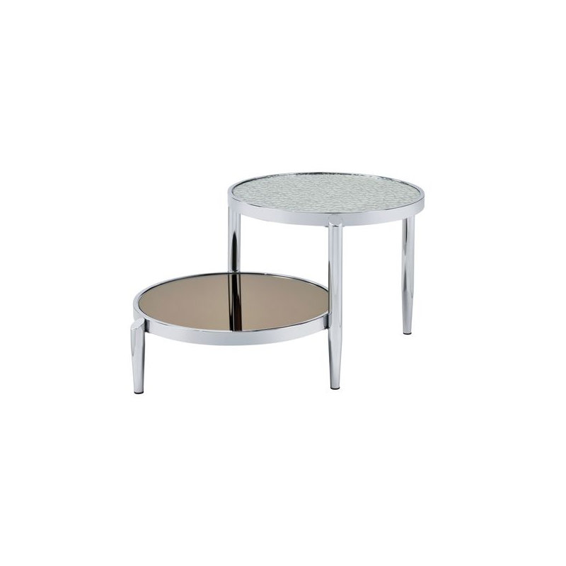 Table basse Abbe avec pieds tubulaires arrondis en chrome