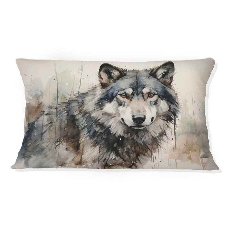 Wolf Lone Wanderer - Wolf Printed Pillow, 12"H x 20"W, Rectangular