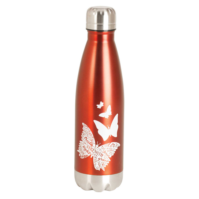 Bouteille d'eau rouge papillons 17 oz