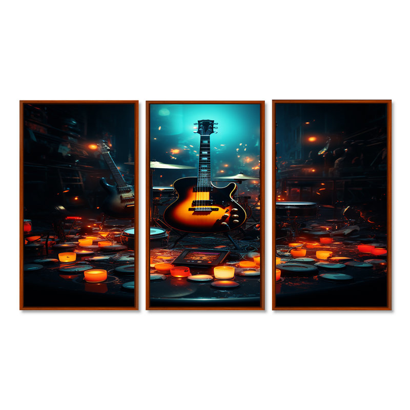 Casanova - Ensemble d'art mural musical, Cadre flottant brun, H 32 po x l 48 po x P 1 po