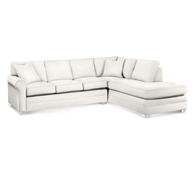 Bedford Upholstered Sectional, Frost White Finish, Right Hand Facing, Elite Ivory; 0321-91
