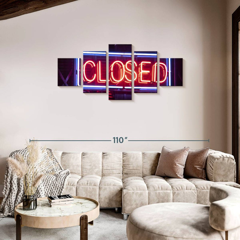Closed Neon Sign, 34" H x 74" W