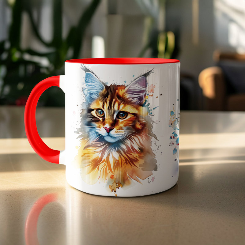 Ceramic Coffee Mug, Red, 4
