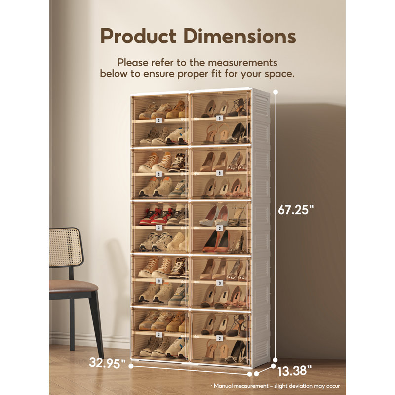 Foldable One-Piece Shoe Storage Rack Cabinet, Tool-Free Quick Assembly, Magnetic Clear Door, 10-Tier 40-Pair Capacity, Portable Closet and Entryway Organizer