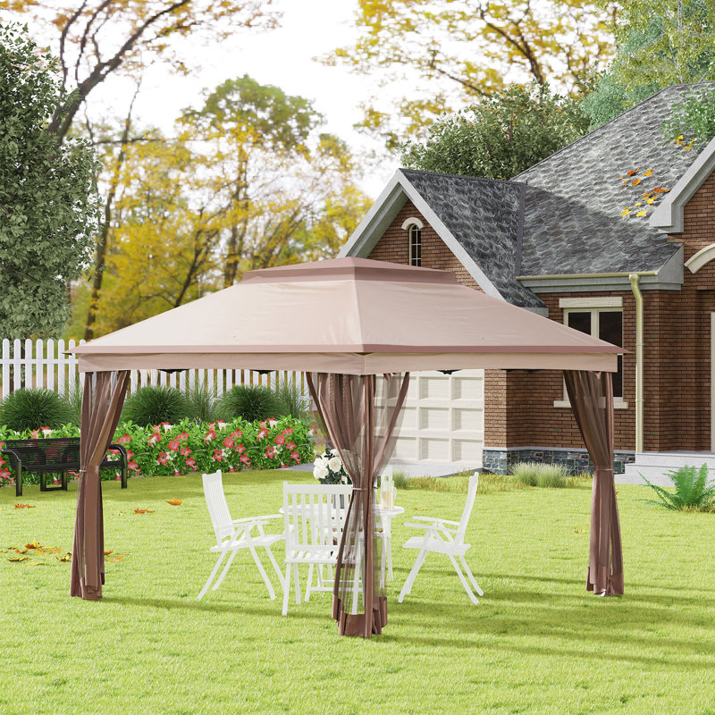 Outsunny 11' X 11' Pop Up Canopy, 75.6" H x 128.4" W x 128.4" D, Brown