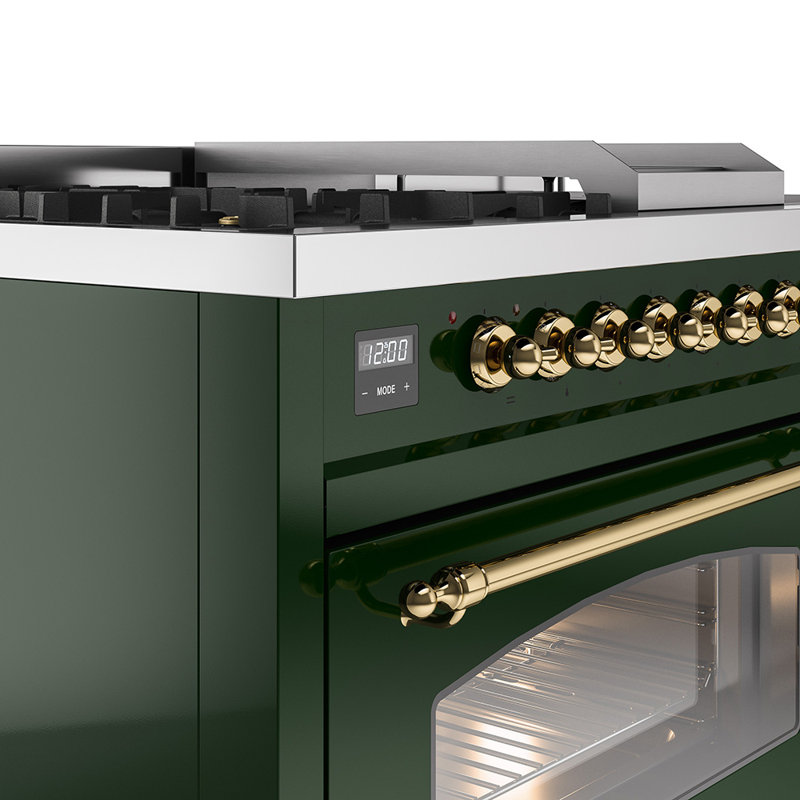 ILVE Nostalgie II 48 Dual Fuel Range, Emerald Green/Brass, Natural Gas