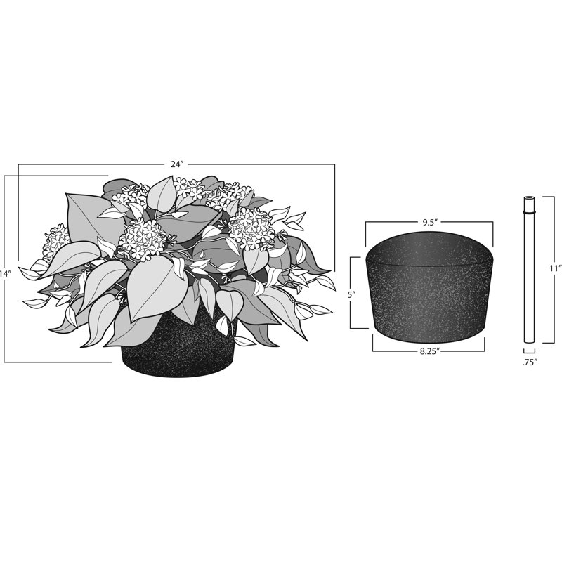 Bourre pour urne à hauteur réglable géranium rose, Ensemble de 2