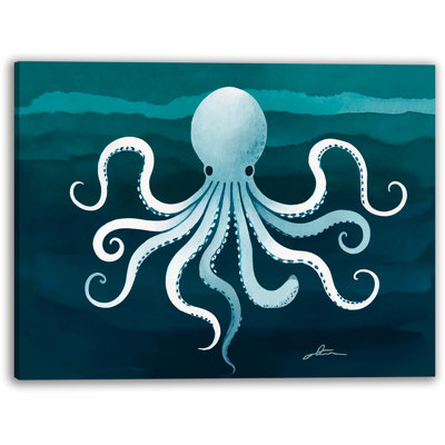 Oceanic Grace Octopus Wrapped Canvas Wall Art