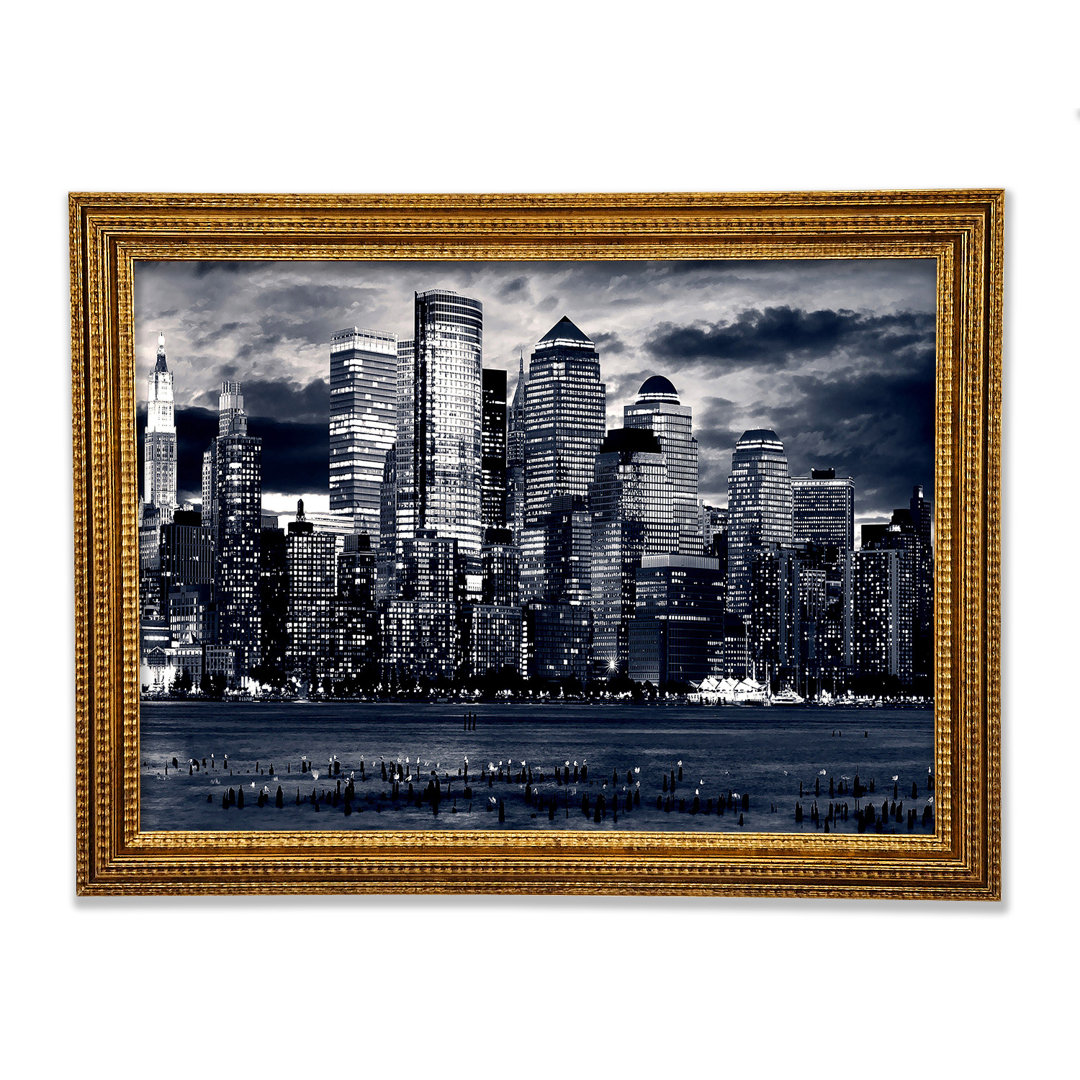 Manhattan Panorama In Blau - Druck