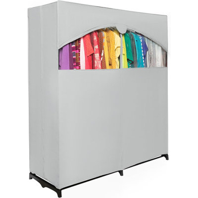 Portable Wardrobe Closet with Metal Hanging Rod