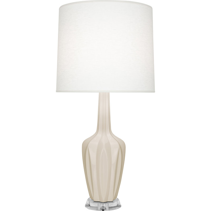 Petite lampe d'appoint Emma, H 34,25 po x l 7,38 po x P 15 po, Os glacé, Céramique / acrylique