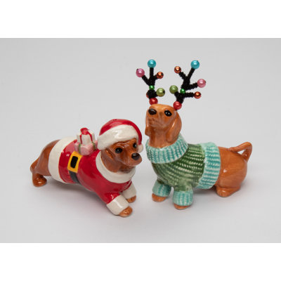 Ensemble de salière et poivrière Christmas Dachshund