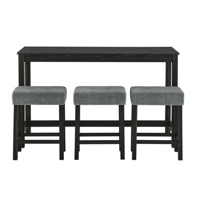 Miles 4-Piece Bar Table Set with Upholstered Stools & Power Outlets by Winston Porter