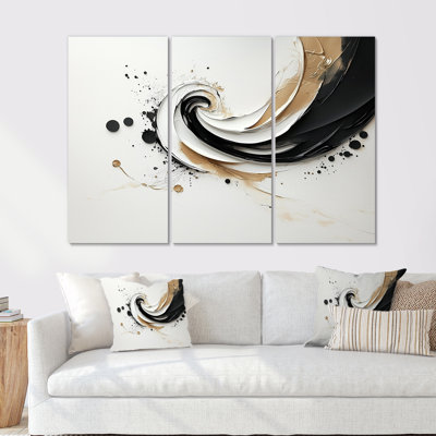 «Golden Cream Abstract Spiral Nexus I», ensemble de reproductions d'art abstrait