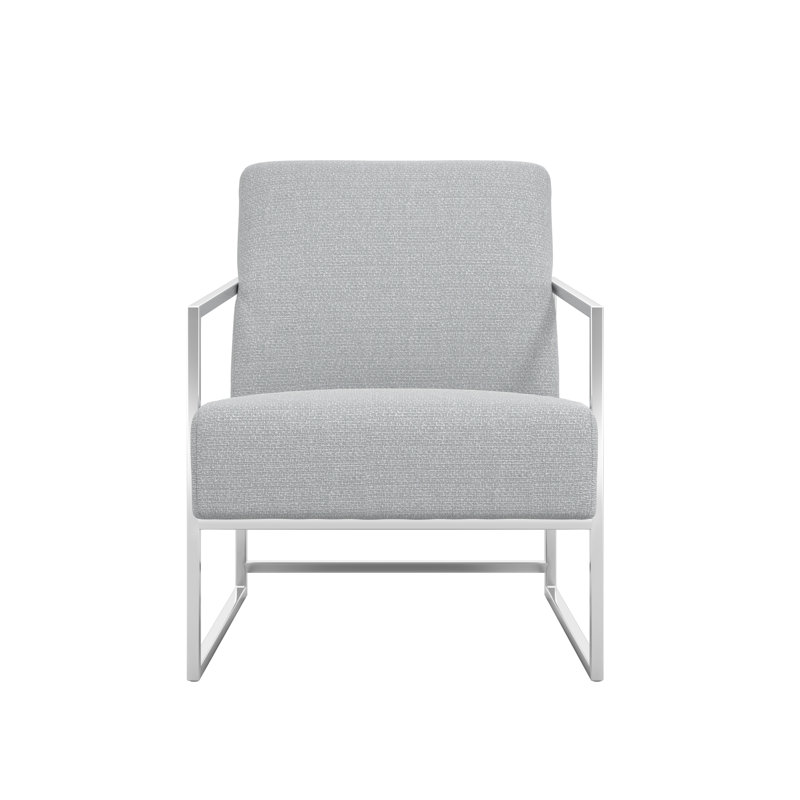 RITZ UPHOLSTERED ARM CHAIR, Chrome, Grey