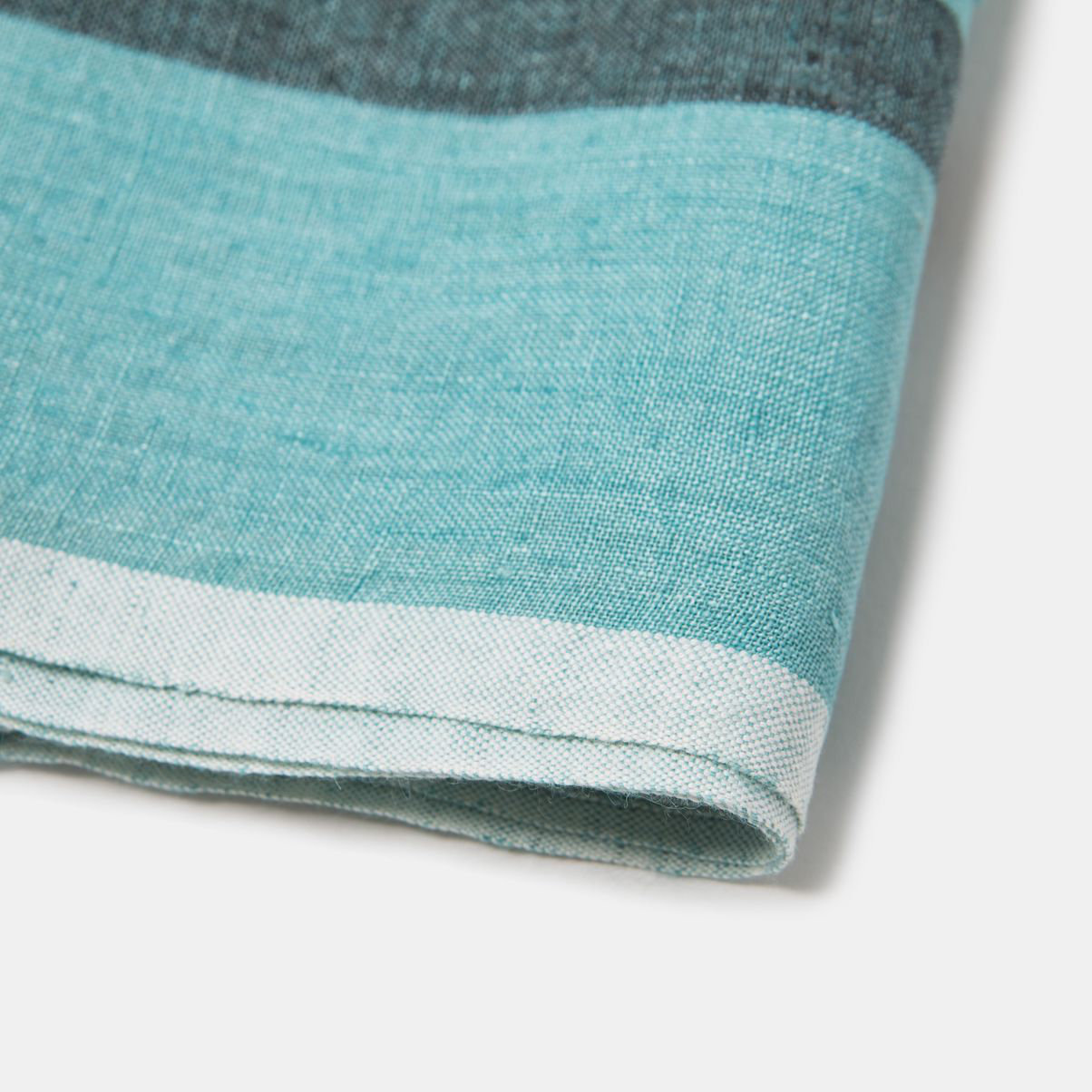 Reversible Linen Napkin, Aqua/Charcoal