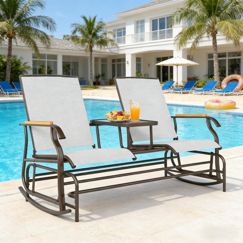 Banc oscillant de style nordique, banc d'extérieur pour 2 personnes