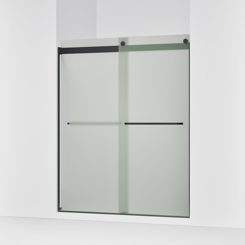 Porte de douche à dérivation 59,63 po x 74 po Levity avec technologie CleanCoat, Gelé, Noir mat