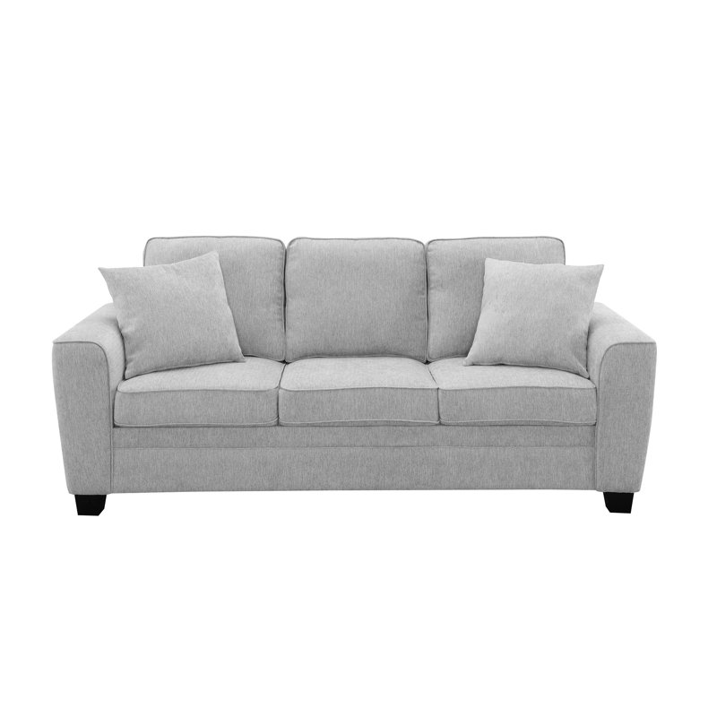 Darley 84" Sofa with 2 Pillows, Soft Gray Chenille