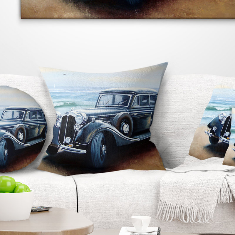 Coussin de mer rétro sur terre, 16 po x 1 po, Coussin décoratif