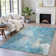 Machine Washable Indoor/Outdoor Xhevrie Blue Rug