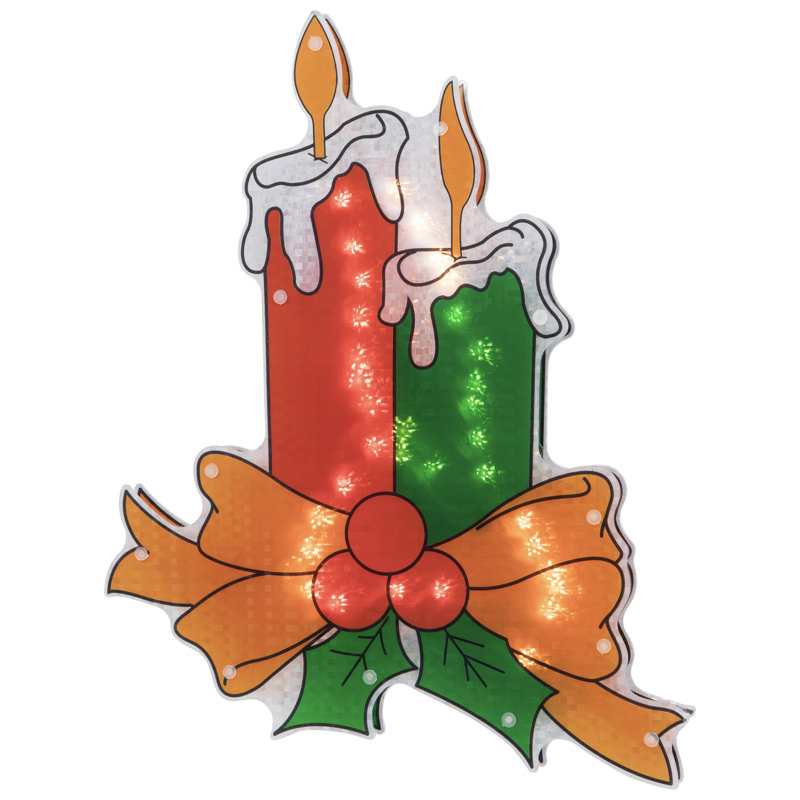 Décoration de fenêtre de Noël 17 "bougie holographique éclairée