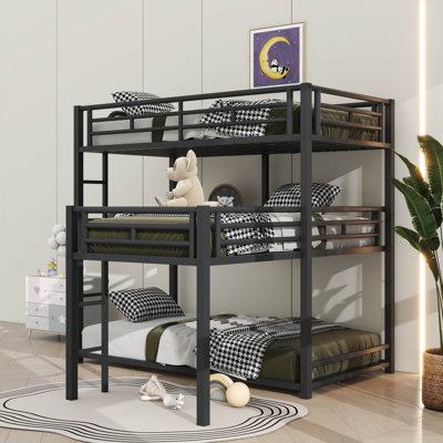 L Shaped Metal Triple Twin Size Bunk Bed